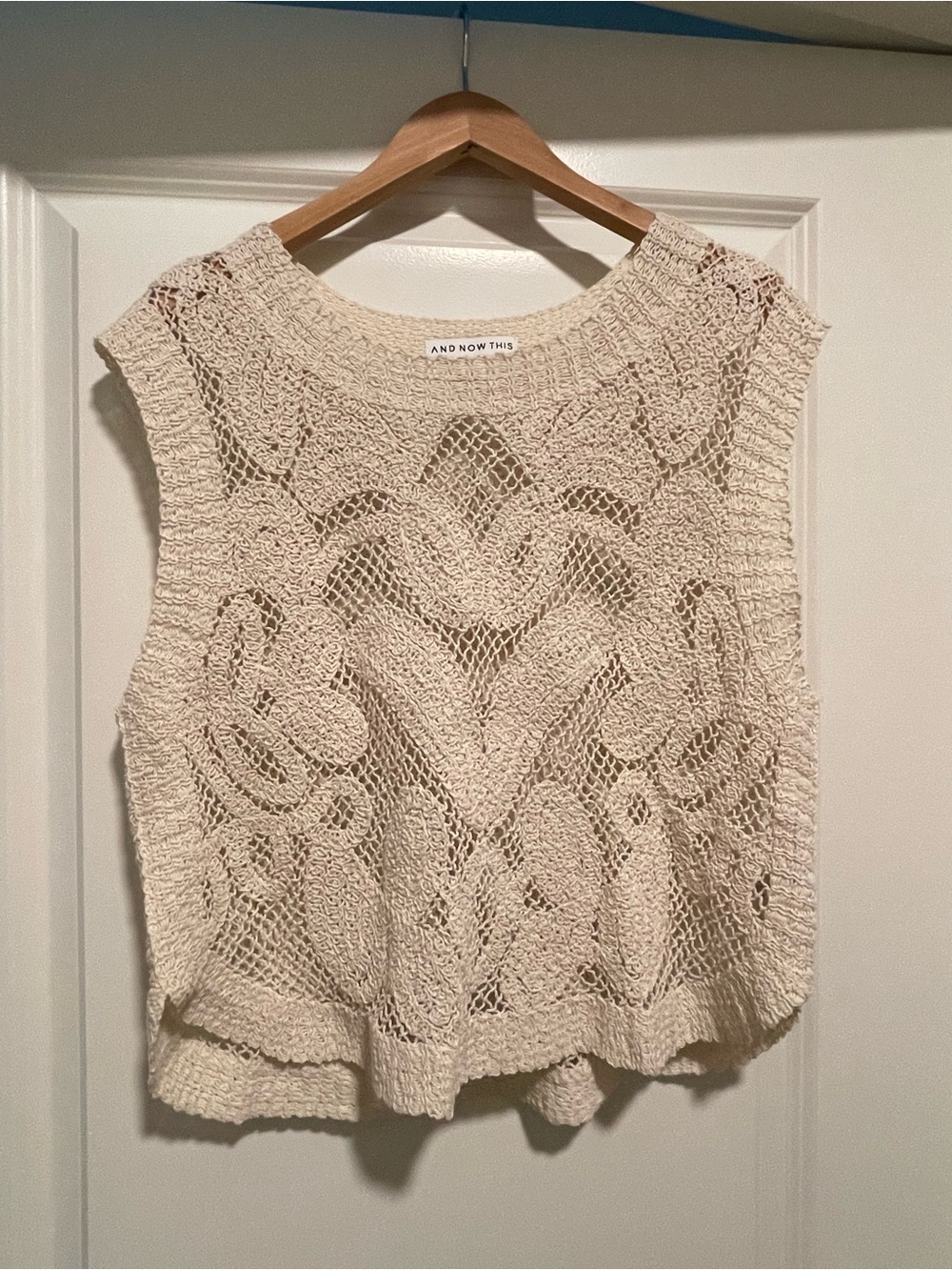 And Now This Cream Crochet Knit Sleeveless Tank